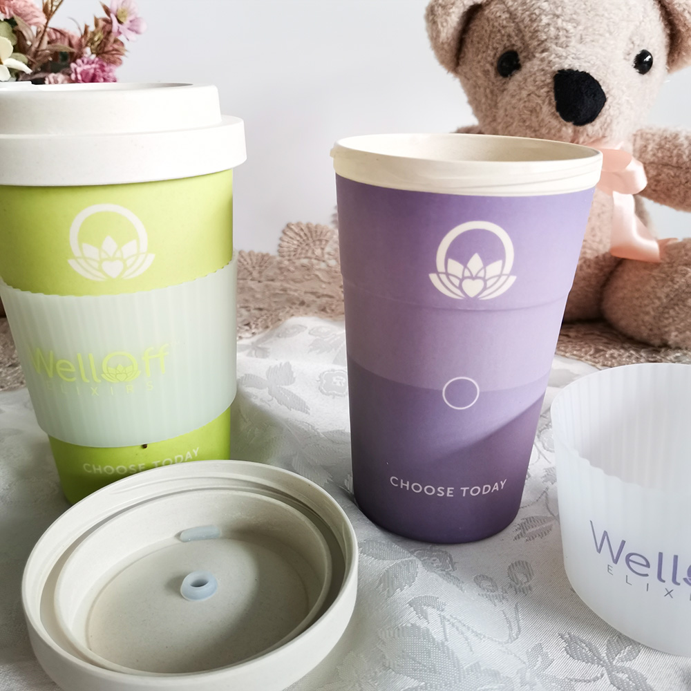 Niedriger Preis 400 ml wiederverwendbare melaminfreie Kaffeetasse aus Bambusfaser